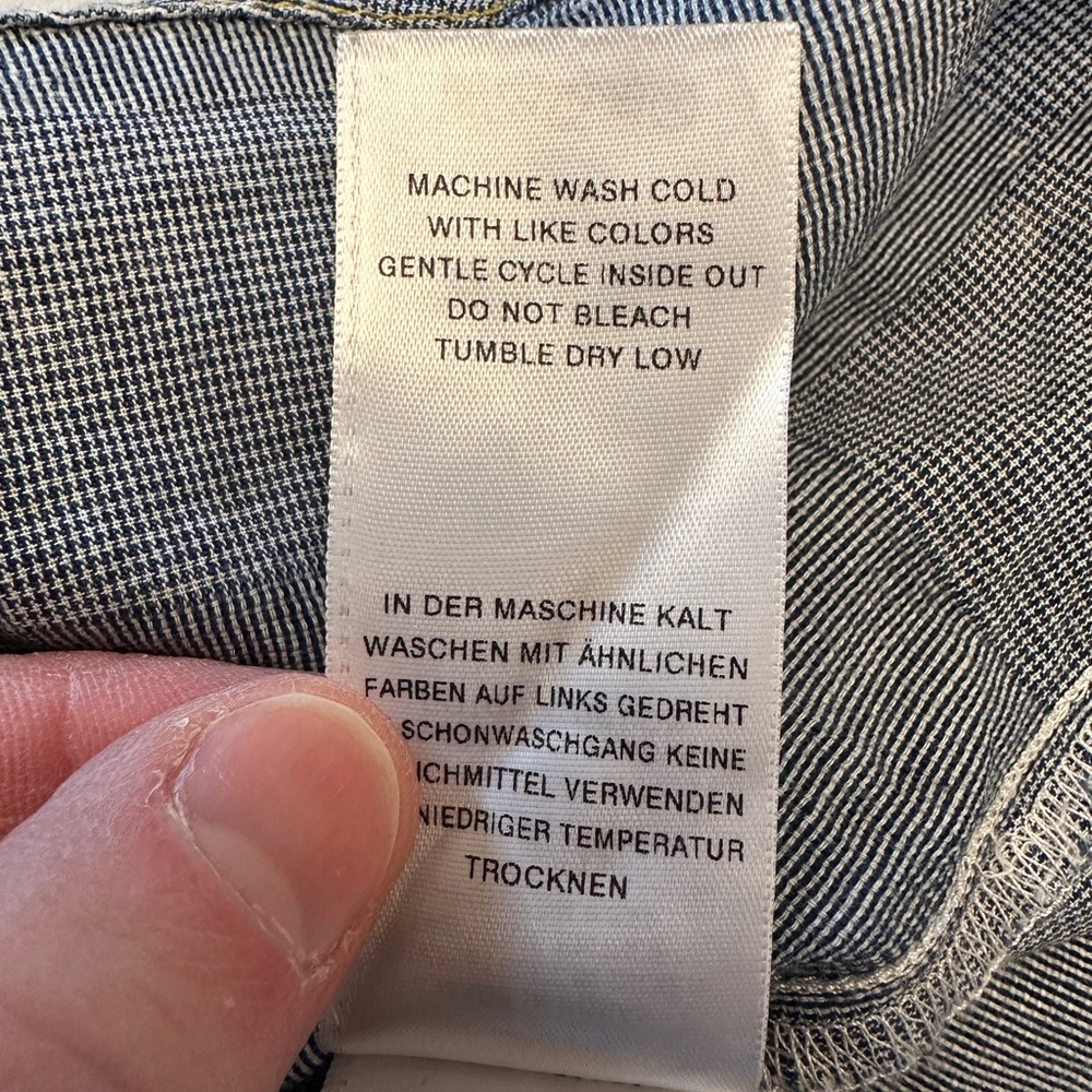 True Religion Size Large Checkerboard Chambray Blue Long Sleeve Western Shirt - Picture 7 of 10